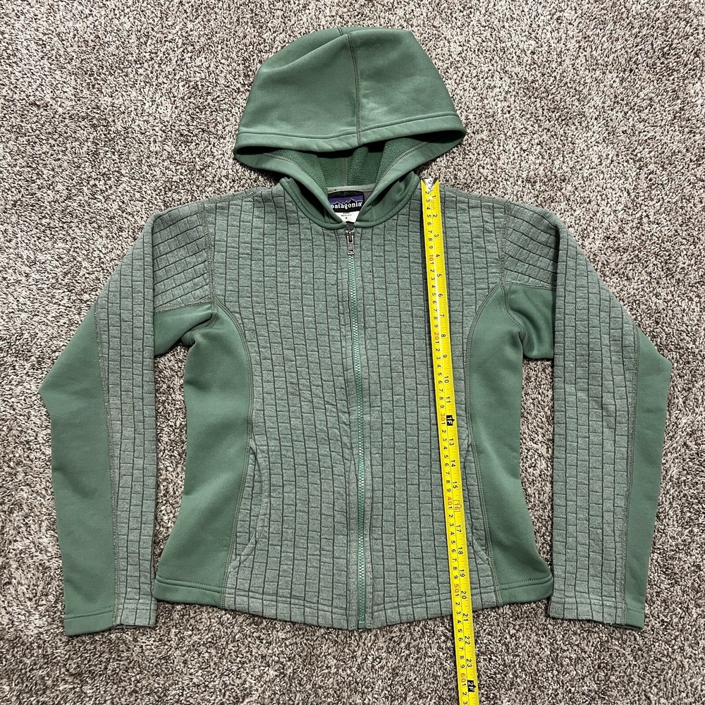 Patagonia Women's Washboard Full Zip Hoodie Quilted Green S Wool Blend Outdoors